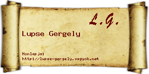 Lupse Gergely névjegykártya